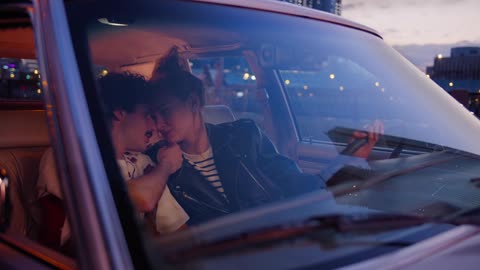Couple Kissing in Car, Loving Time