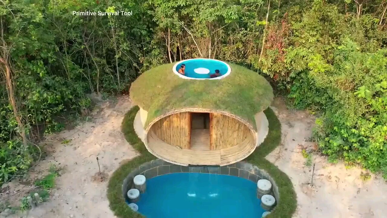 Building Loving House in Deep forest with Swimming Pool by Primitive