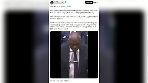 Deputy Prime Minister of the UK David Lammy is ending all jury trials to be replaced by only judges