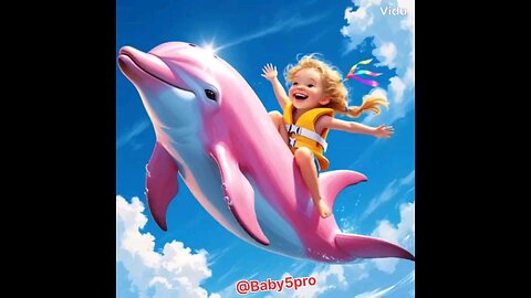 Little boy riding on the back of a flying dolphin🧑‍🦰🐬