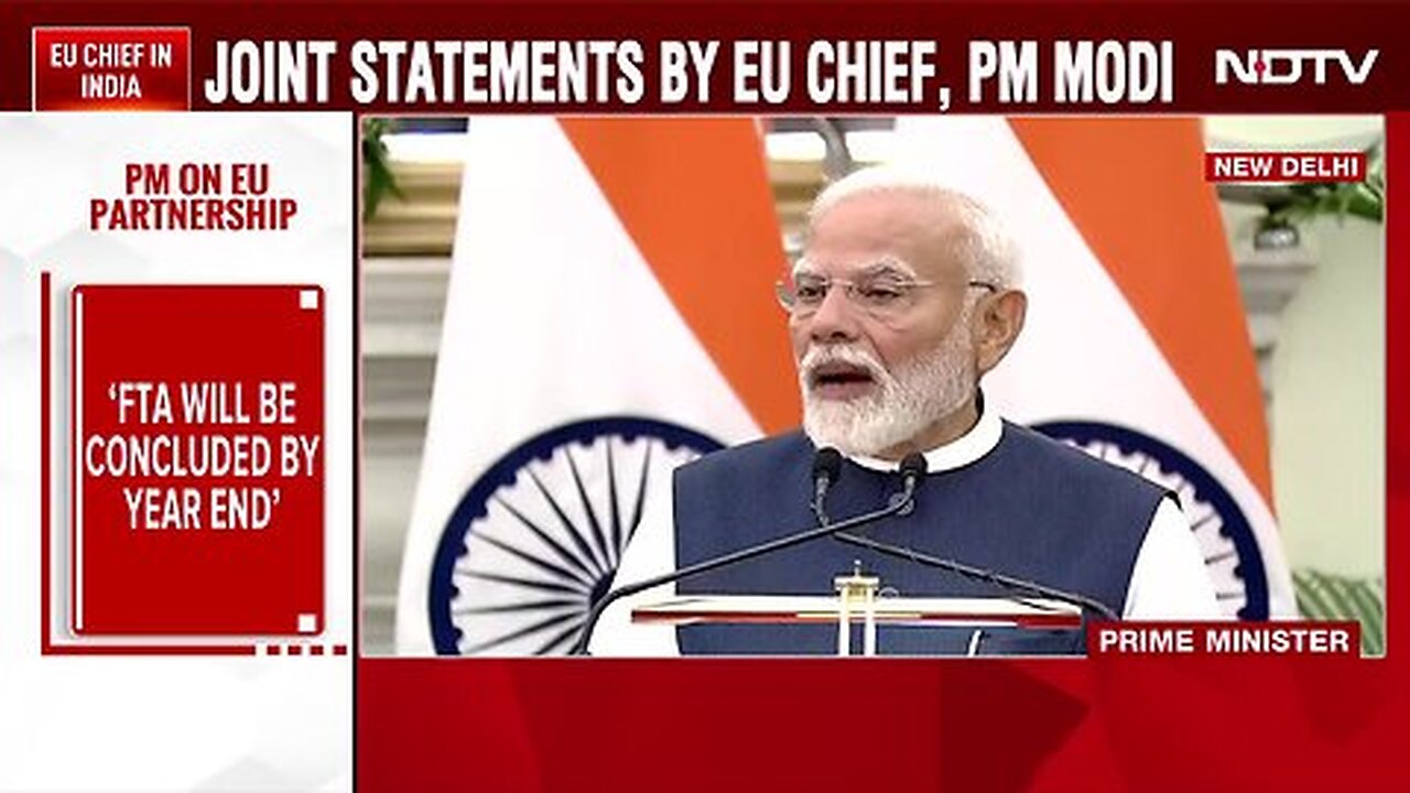 PM Modi Speech Today _ The Visit Of EU Chief To India Is Quite Unique_ PM Modi In Joint Statement