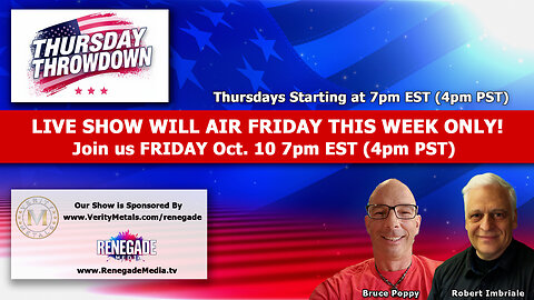 Thursday Throwdown: Will Air LIVE on Friday October 10 at 7pm EST (4pm PST)