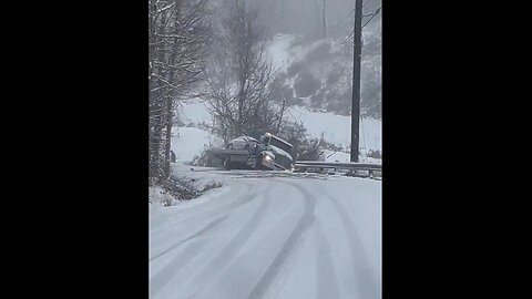 Bad Day for Tow Truck Trying to Rescue Another Vehicle Stuck in the Snow in Brown Co, Indiana