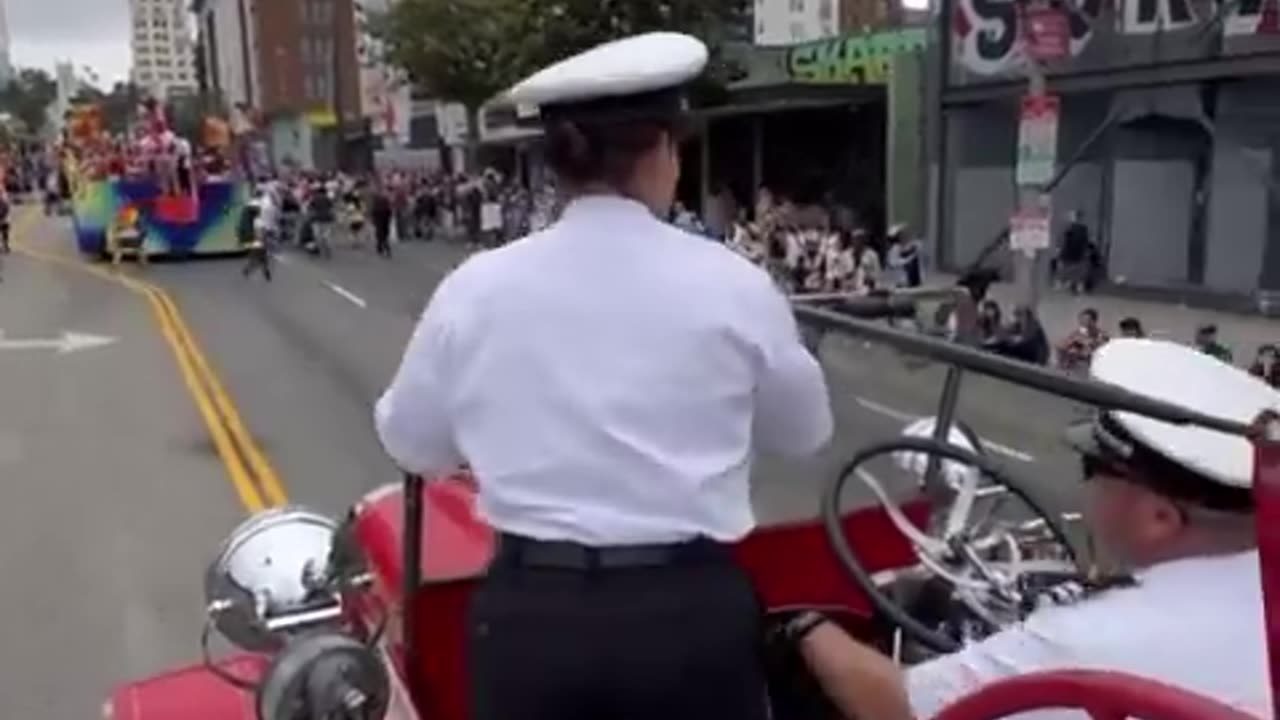 Los Angeles Fire Department celebrated in a pride parade. The Police Chief handed out...