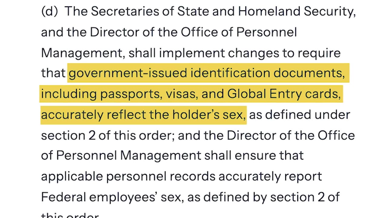 President Donald Trump issued an executive order- recognize only two genders: male and female.