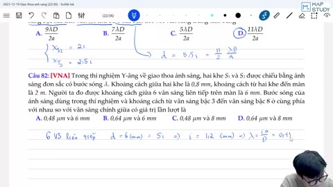 Bài 0213 Các kĩ thuật giải toán giao thoa ánh sáng ts5 Dạng 2 Loại 3 66 Phút