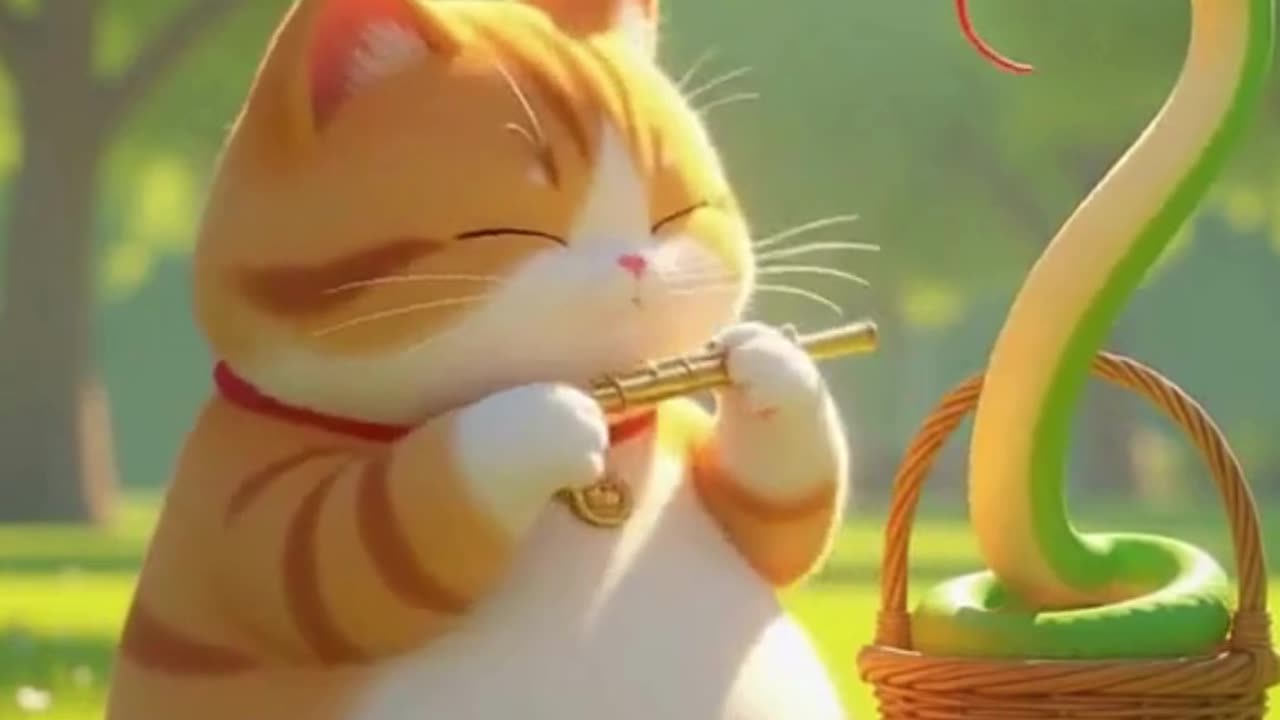 Chubby Cat Charms a Snake! 🐍🎶 #FunnyCats