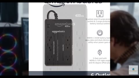 Amazon Basics UPS Battery Backup & Surge Protector 400VA/255W, 6 Outlets, Standb