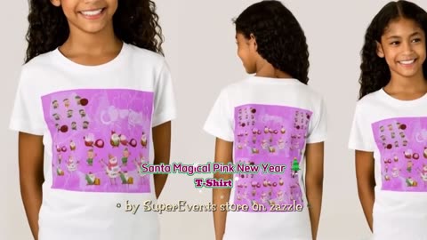 Santa Magical Pink New Year T-Shirt on Super Events/ Zazzle