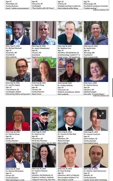 List from 2023 of 132 Different Canadian Doctors - all deceased since Covid Vaccination roll out.