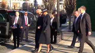 President Donald J. Trump and First Lady Melania Trump leave St. John's Church in Washington, D.C…