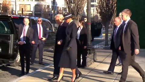 President Donald J. Trump and First Lady Melania Trump leave St. John's Church in Washington, D.C…