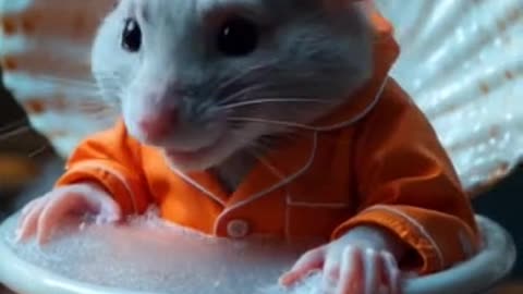 **"Adorable Mouse's Cozy Bubble Bath in a Seashell | Whimsical Relaxation Moment 🛁✨"**