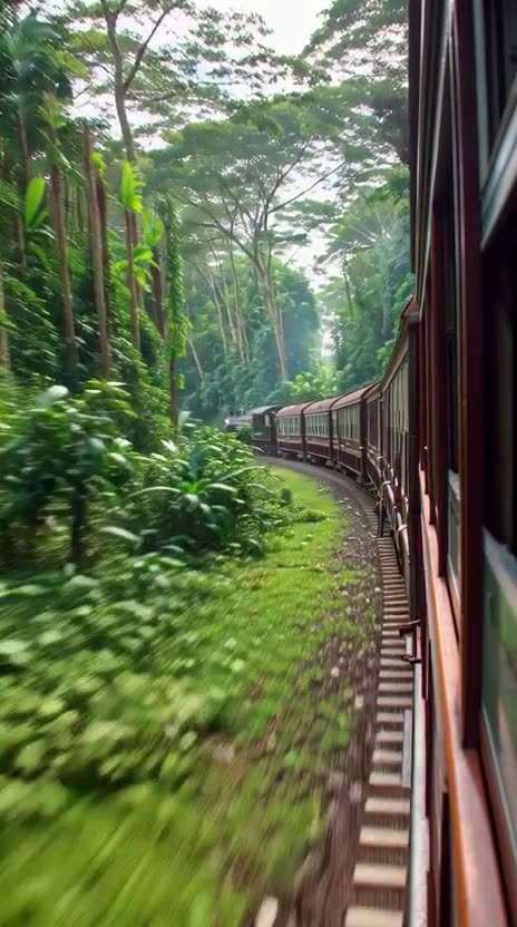 A charming train seen from a first-person perspective through the window