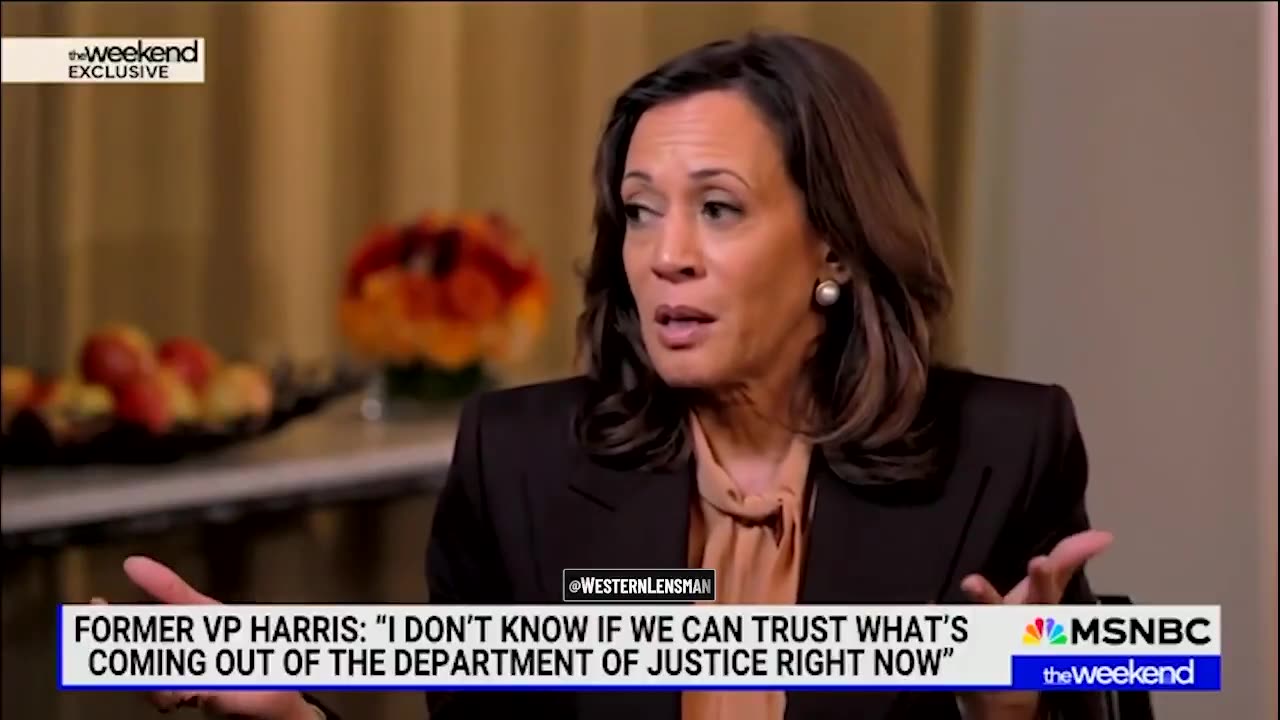 Kamala: We can’t trust the DOJ right now, because justice is supposed to be blind