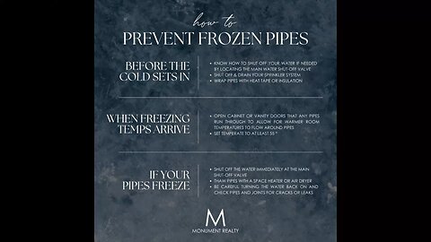 Preventing Freezing Pipes in your home or apartment