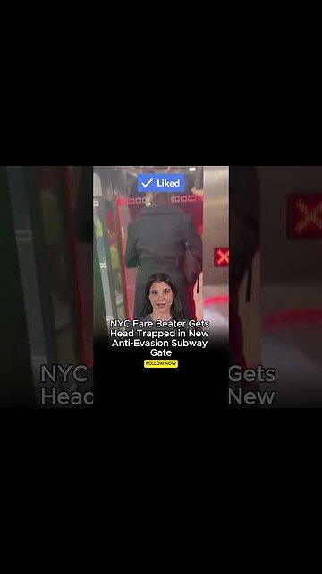 Suspected fare-beating straphanger gets stuck in new MTA turnstile gate, wild video shows