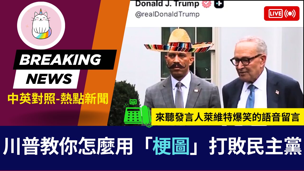 ►川普教你怎麼用「MEME梗圖」打敗民主黨 - 另外來聽發言人萊維特爆笑的語音留言◄(中英對照-即時新聞)