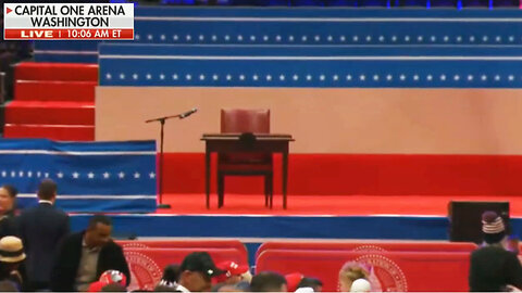 Trump Has Desk On Stage to Sign Executive Orders on Border AT Inauguration