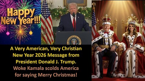 A Very American, Very Christian New Year 2026 Message from President Donald J. Trump. Kamala scolds America for saying Merry Christmas!
