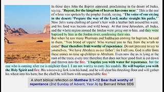 Matthew 3:1–12 Bear fruit worthy of repentance