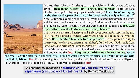Matthew 3:1–12 Bear fruit worthy of repentance