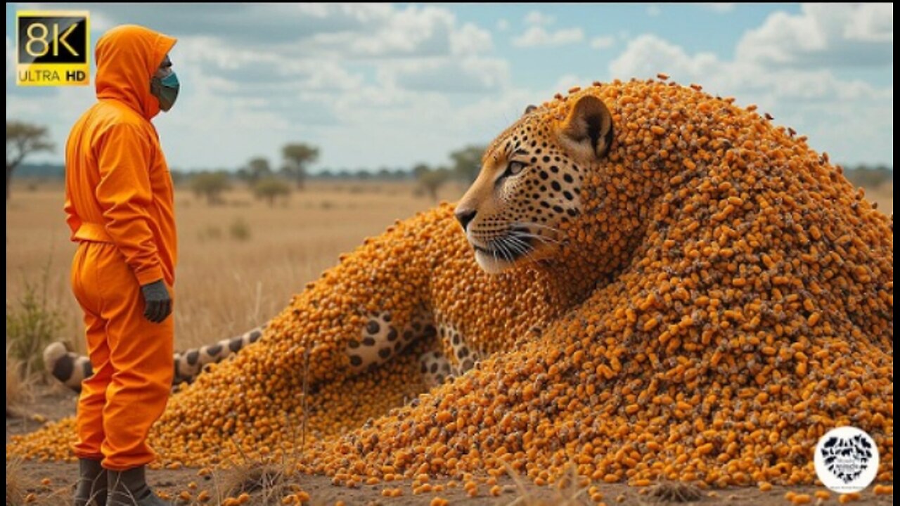 LEOPARD infested with millions of parasites rescued by courageous team.
