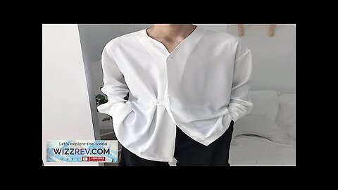 INCERUN Men Irregular Button Drape Solid Color Long Sleeve Shirt Black Review