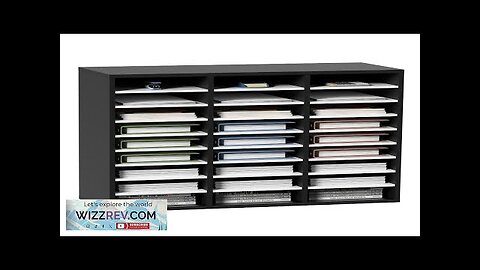 Wood Literature Organizer File Sorter Paper Storage Holder 27 Slots Black Review