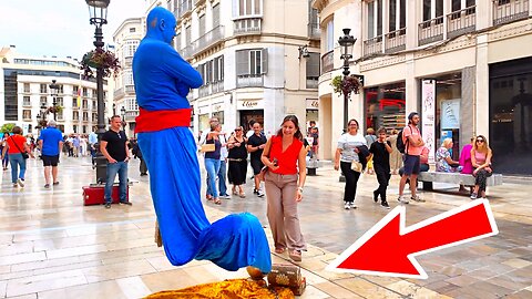 Levitating Aladdin's Genie 😲 Frozen in Time | Hilarious Living Statue Street Show!