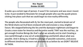 WAR REPORT - OCT 21 2025 - Q WOKE UP A CERTAIN TYPE OF PERSON