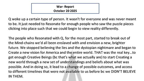 WAR REPORT - OCT 21 2025 - Q WOKE UP A CERTAIN TYPE OF PERSON