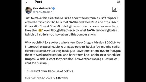 Elon Musk Drops BOMBSHELL about Astronaut Rescue, Calls ISS Commander a Liar and R*tard.