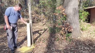 Repairing the deer feeders