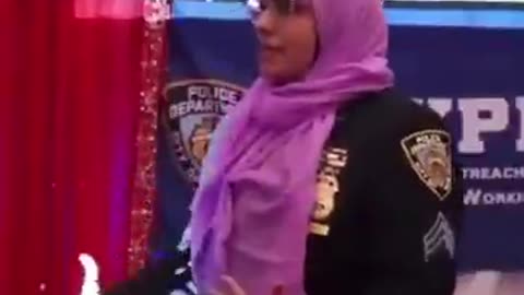 NYPD officers are now demonstrating the correct way to wear a hijab.New York is a failing city.