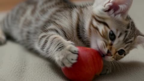 Cat play with Apple 🍎