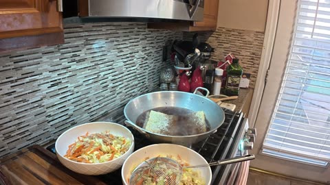Wife Making Pancit Bihon For The Family