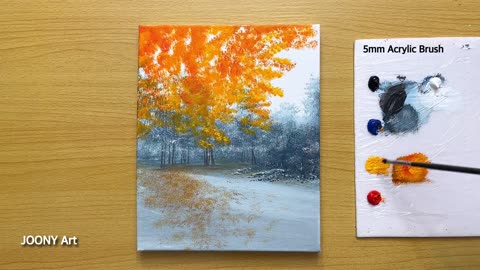 Easy Way to Paint Snowy Forest _ Acrylic Painting for Beginners