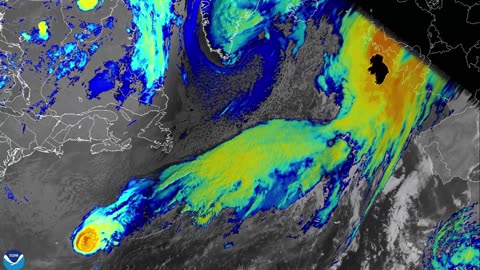 Satellite imagery of Storm Amy undergoing development in the Atlantic Ocean.