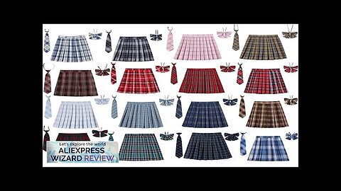 Women Plaid Pleat Skirt With Necktie Bowtie XS- 5XL Harajuku Preppy Mini Review