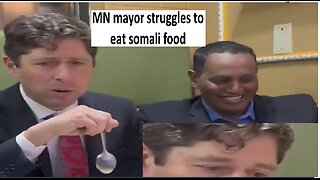 MN Mayor Jacob Frey attempts to eat somali food, looks disgusted