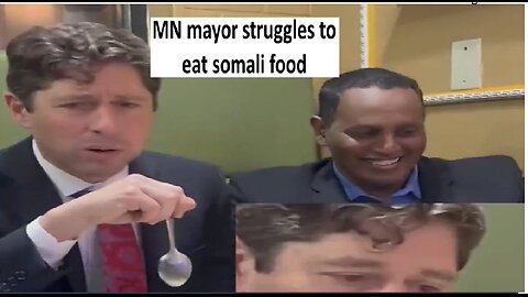 MN Mayor Jacob Frey attempts to eat somali food, looks disgusted