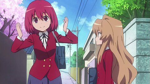 Toradora - Taiga and Ryuuji walking to school