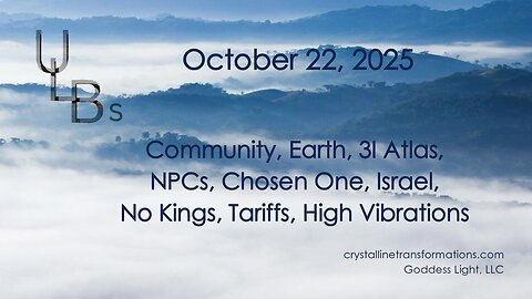 10-22-25 Community, Earth, 3I Atlas, NPCs, Chosen One, Israel, No Kings, Tariffs, High Vibrations