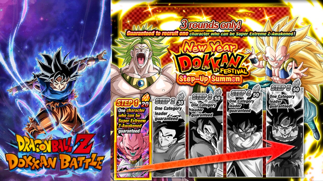 DBZ Dokkan Battle: New Year Dokkan Step - Up Summon Banner (2024)