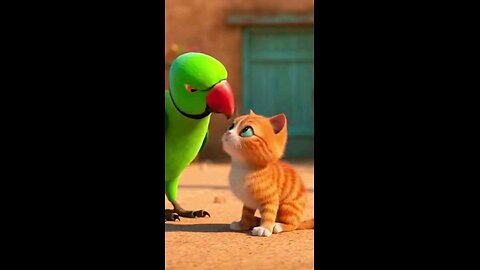parrot 🦜 take care of kitten