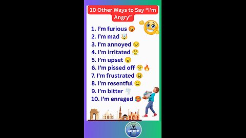 10 Different ways to say I'm Angry English spoken sentence #english #spoken #shorts