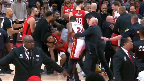 Insane Bench Clearing Brawl At Heats-Rockets Game