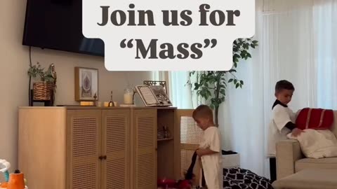 Tiny Priests in Training: Cassian and Charlie's Adorable Living Room Mass