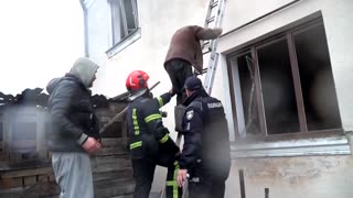 Residents rescued as buildings set on fire in Russian attack in Lviv